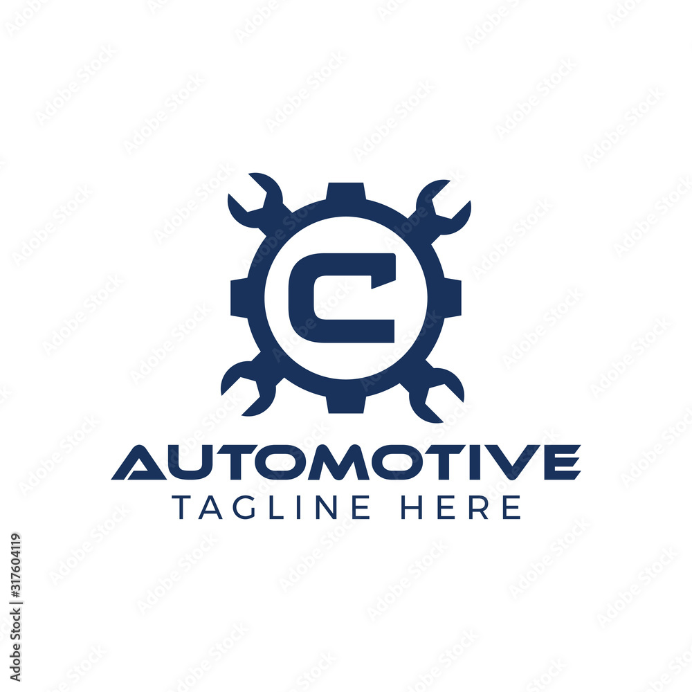 Obraz premium Automotive letter C Logo Design Vector Template. Motor Business Alphabet Design C Vector Illustration