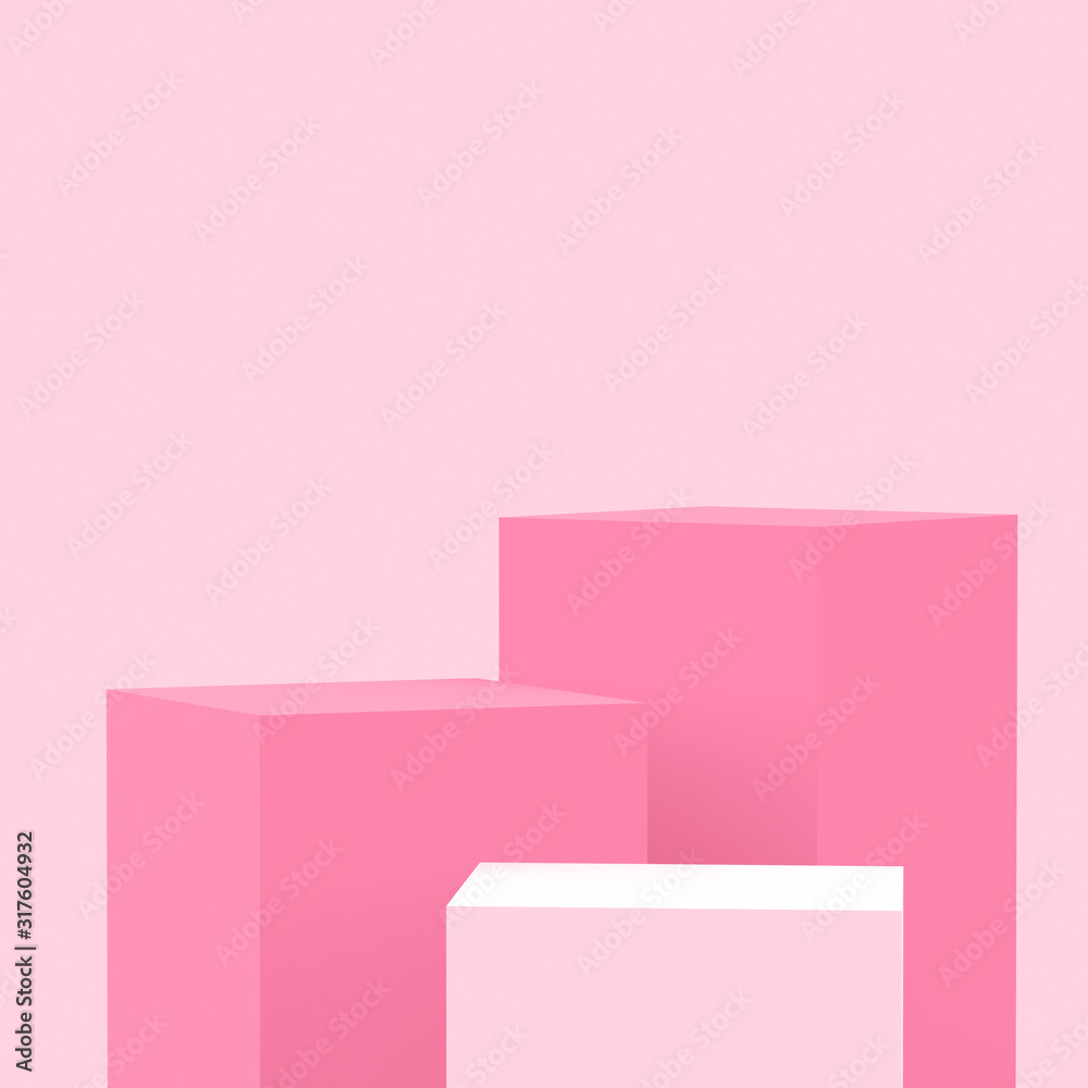 3d pink cubes square podium minimal studio background. Abstract 3d geometric shape object illustration render. Display for valentine product. 3d pink cubes square podium minimal studio background. Abstract 3d geometric shape object illustration render. Display for valentine product.