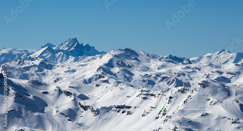 Cime Caron val thorens Meribel view sunset snowy mountain landscape France alpes