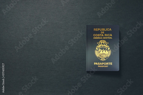 Costa Rica Passport on dark background with copy space - 3D Illustration