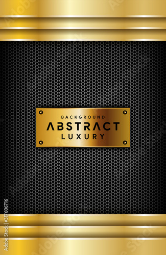 abstract metal square in gold plate background
