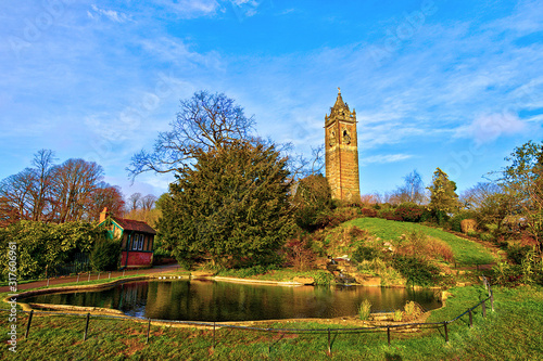 Bild auf Leinwand View of the Cabot Tower in Bristol, UK, from the Brandon Hill park, in a winter