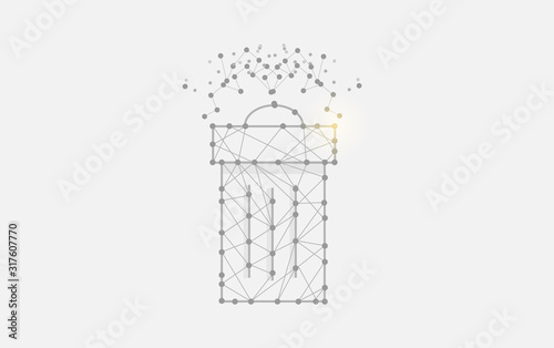 Geometric art line and dot of trash can vector background eps 10