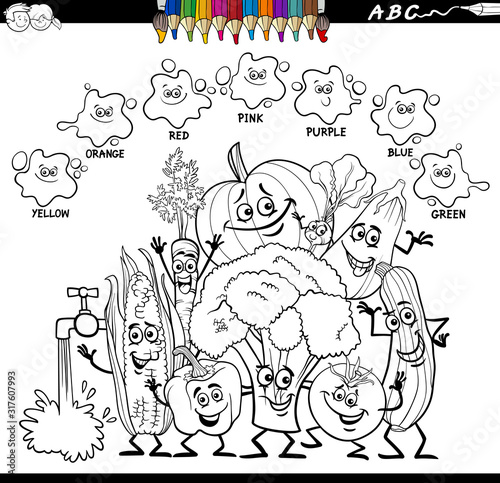 basic colors color book with vegetables characters
