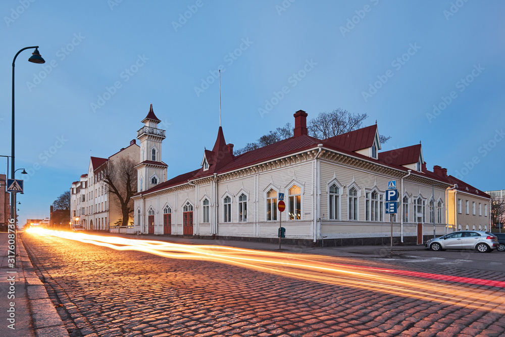 Old fire station in city of Kotka, Finland