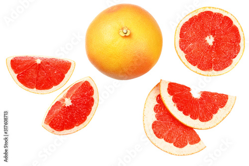 healthy food. grapefruit with slices isolated on white background top view