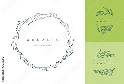 Vector floristic brand logo. Hand drawn vector plant illustration.