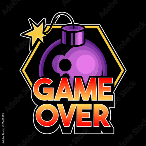 Game over" lettering game design trendy phrase