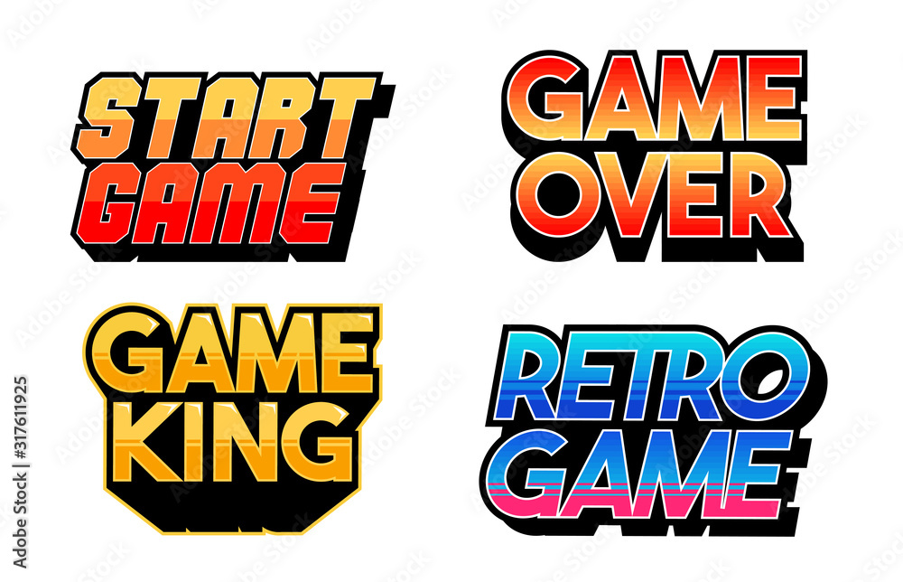set collection classic retro game phrases 