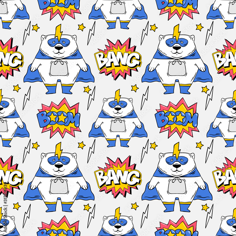 Fototapeta premium Superhero seamless pattern print design