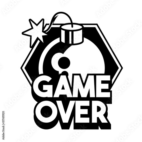 Game over" lettering game design trendy phrase
