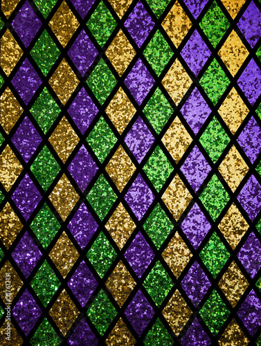 Shiny green, purple and golden diamonds pattern background