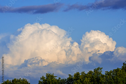 Developping Cumulus congestus clouds also known as towering cumulus cloud photo