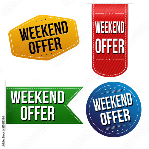 Weekend offer sticker or label set