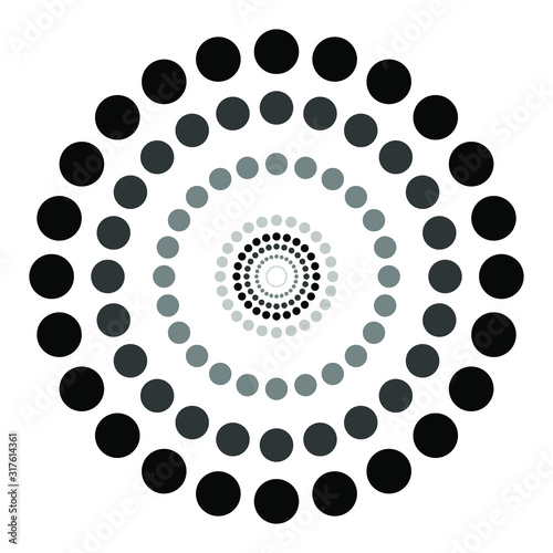 Circular pattern of dots  halftone effect  design element isolated on white
