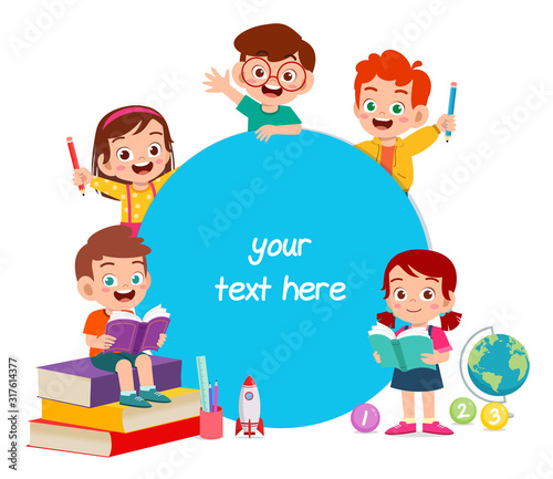happy cute little kid boy and girl notebook template
