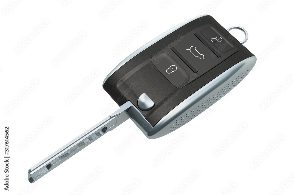 Car key with remote control, 3D rendering Car key with remote control, 3D rendering