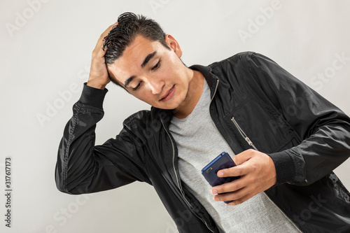 Young men facial expressions photo