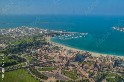 Bird's eye and aerial drone view of Abu Dhabi city from observation deck © shams Faraz Amir