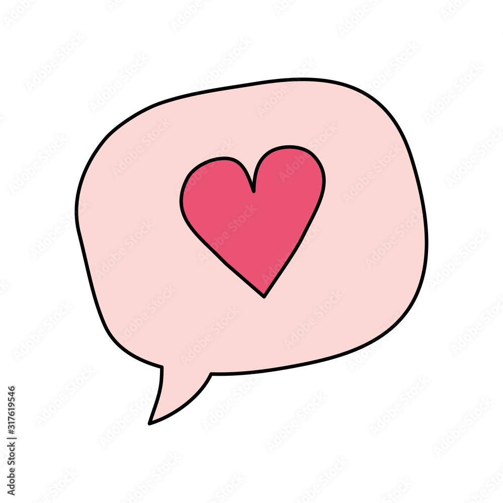 cute heart in speech bubble isolated icon cute heart in speech bubble isolated icon
