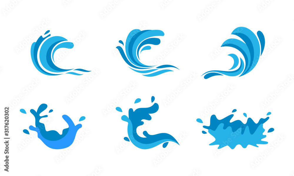 Wave icon set template vector logo