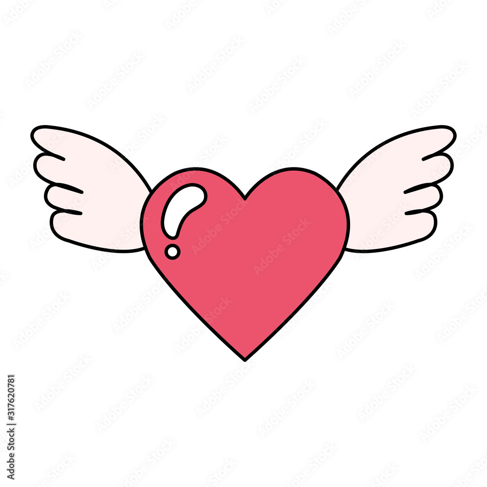 cute heart with wings isolated icon cute heart with wings isolated icon