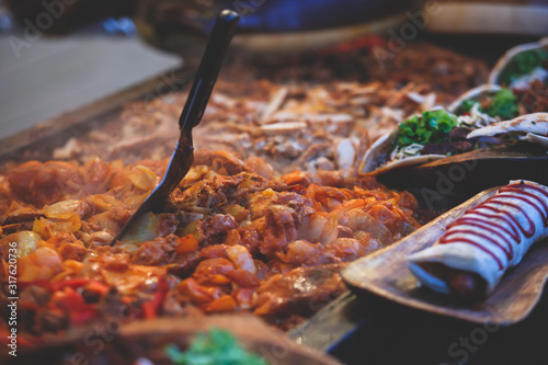Canvas Print Variety assortment of different traditional Hungarian street food at one of the