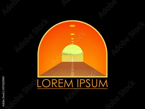 Tunnel passageway into adventure, journey, road trip, exploration concept design