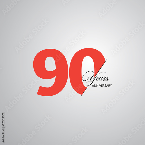 90 Year Anniversary Vector Template Design Illustration