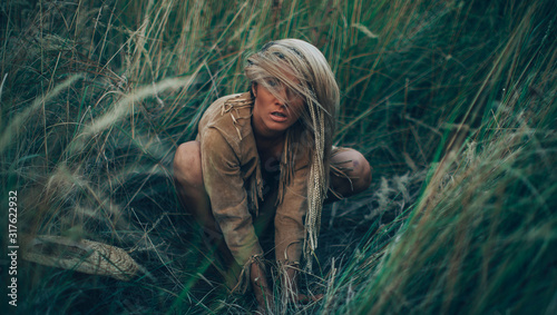 Woman field. Field background. 