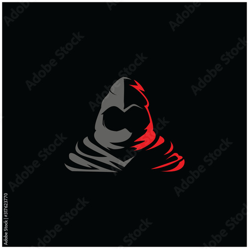 ninja assassin katana icon warrior silhoustte people logo vector illustration
