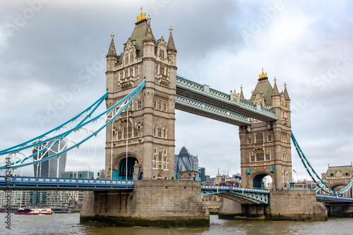 Tower Bridge in London United Kingdom on a cloudy winter day