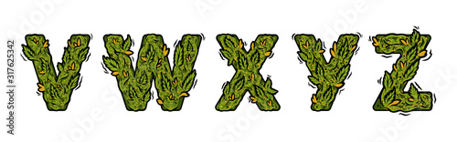 Some part of decorative green marijuana letters