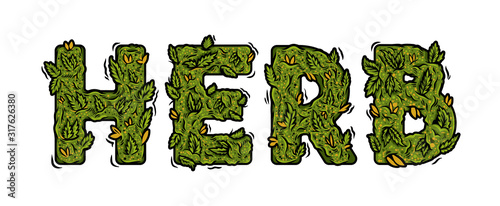 lettering design weed inscription natural "HERB"