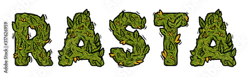 lettering design weed inscription natural "RASTA"