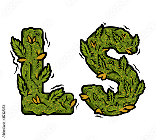 lettering design weed inscription "LS"