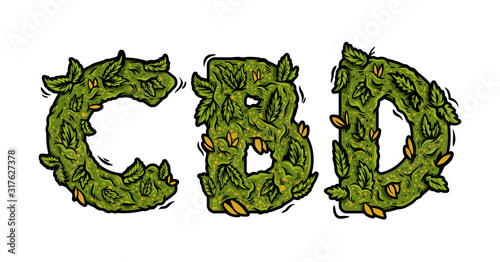 lettering design weed inscription "CBD"