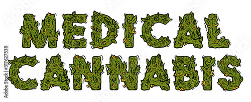 design weed inscription "MEDICAL CANNABIS" 