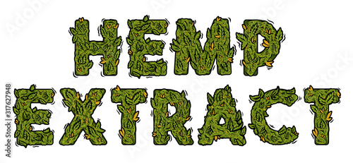 lettering weed inscription natural "HEMP EXTRACT" 