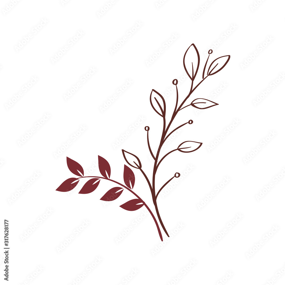 branches with leafs nature isolated icon