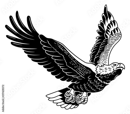 Classic American wild eagle emblem in the fly