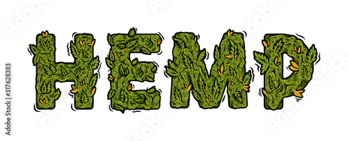 lettering design weed inscription natural "HEMP"