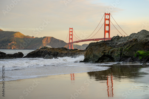 Golden Gate Reflects in Baker Beach Surf photo