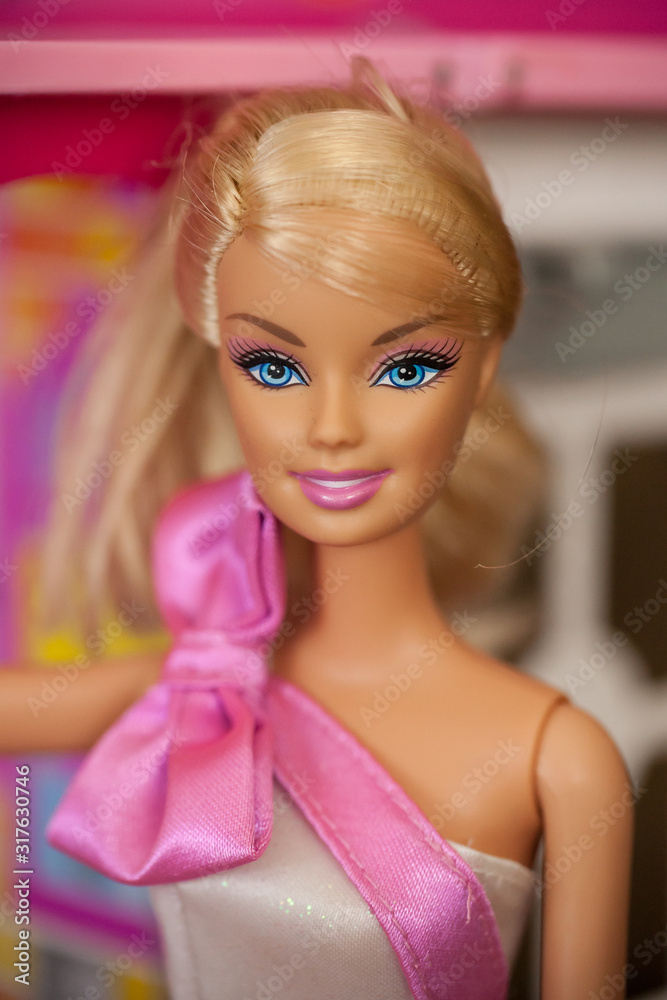 WOODBRIDGE, NEW JERSEY - May 10, 2019: A closeup portrait of a mid 2000s  era birthday princess Barbie Doll Stock Photo | Adobe Stock