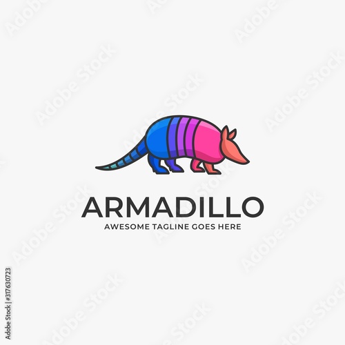 Vector Logo Illustration Armadillo Walking Line Art
