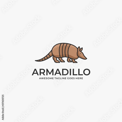 Vector Logo Illustration Armadillo Walking Line Art