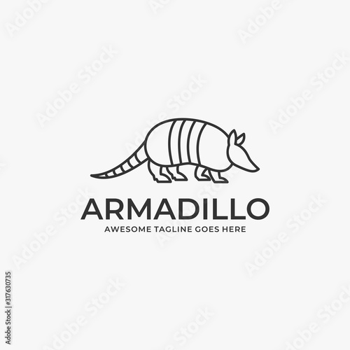 Vector Logo Illustration Armadillo Walking Line Art