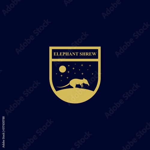 Vector Logo Illustration Elephant Shrew Emblem