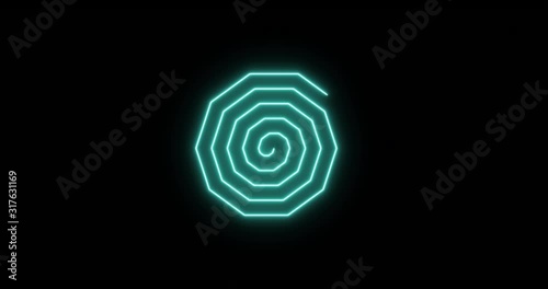 Beautiful decagon blue neon spiral background. photo