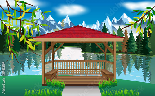 gazebo at the riverside	